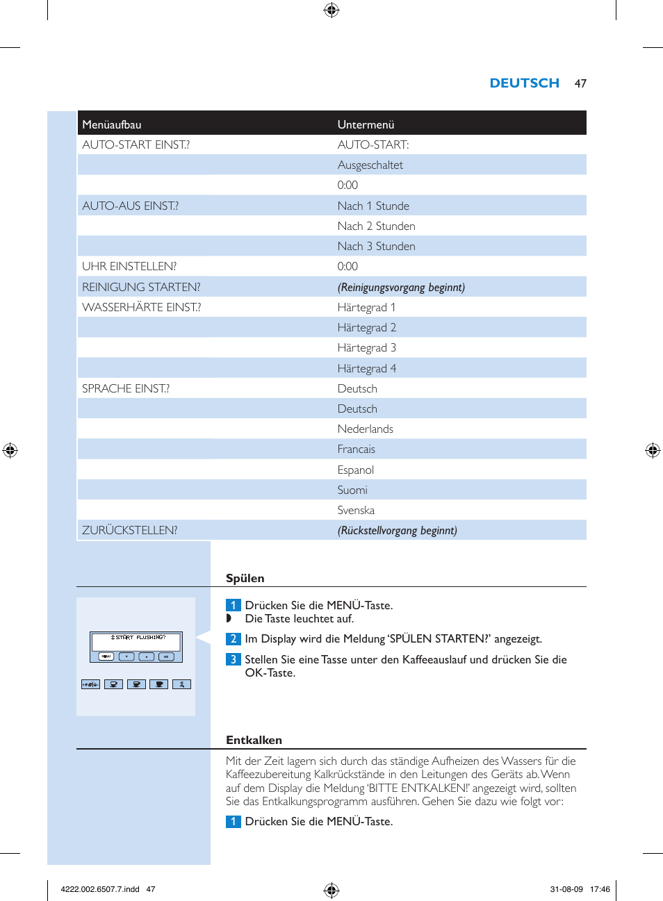 Philips Kaffeevollautomat User Manual | Page 47 / 174