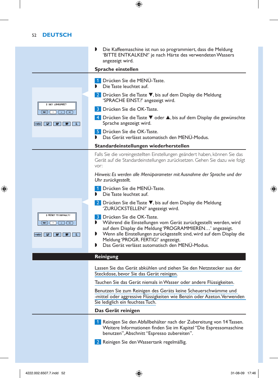 Philips Kaffeevollautomat User Manual | Page 52 / 174