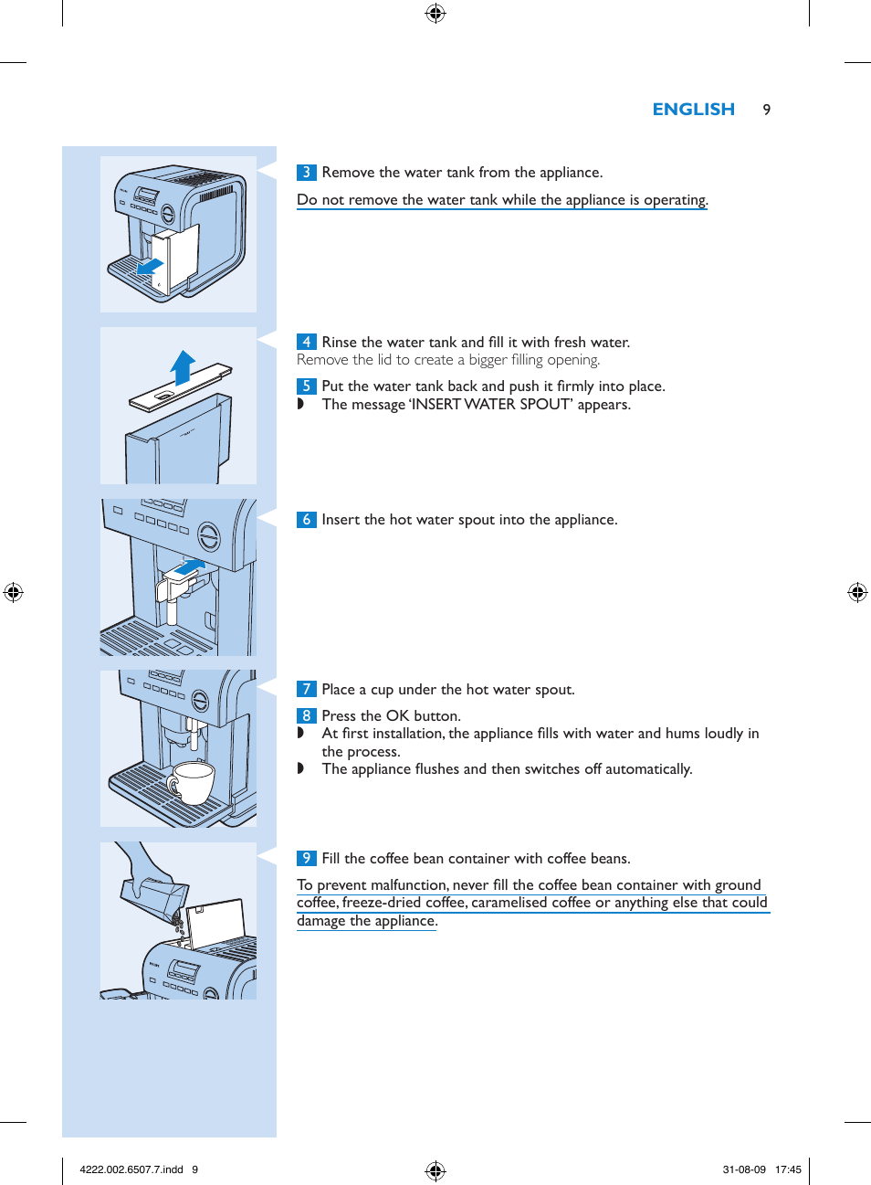 Philips Kaffeevollautomat User Manual | Page 9 / 174