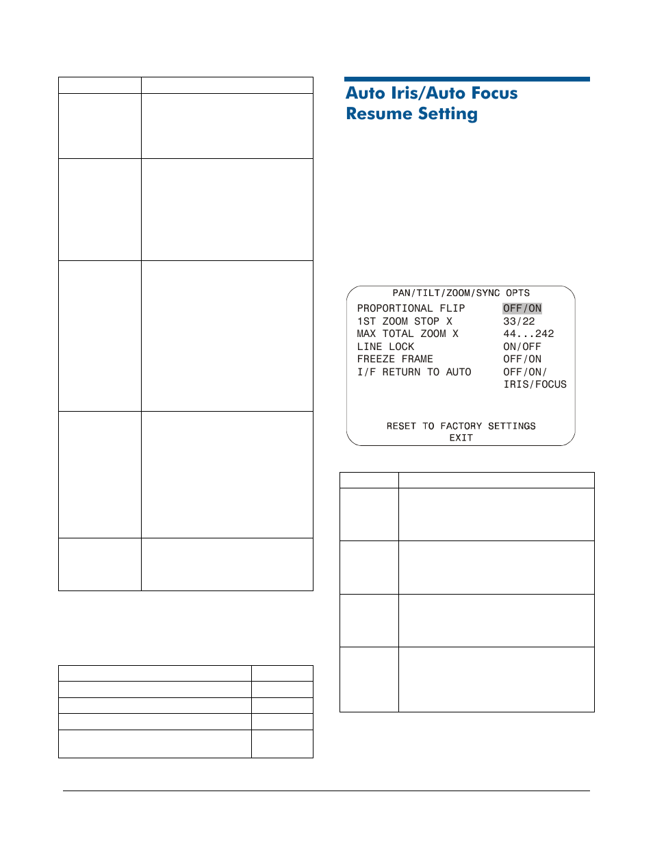 Auto iris/auto focus resume setting | American Dynamics RAS915 User Manual | Page 3 / 13