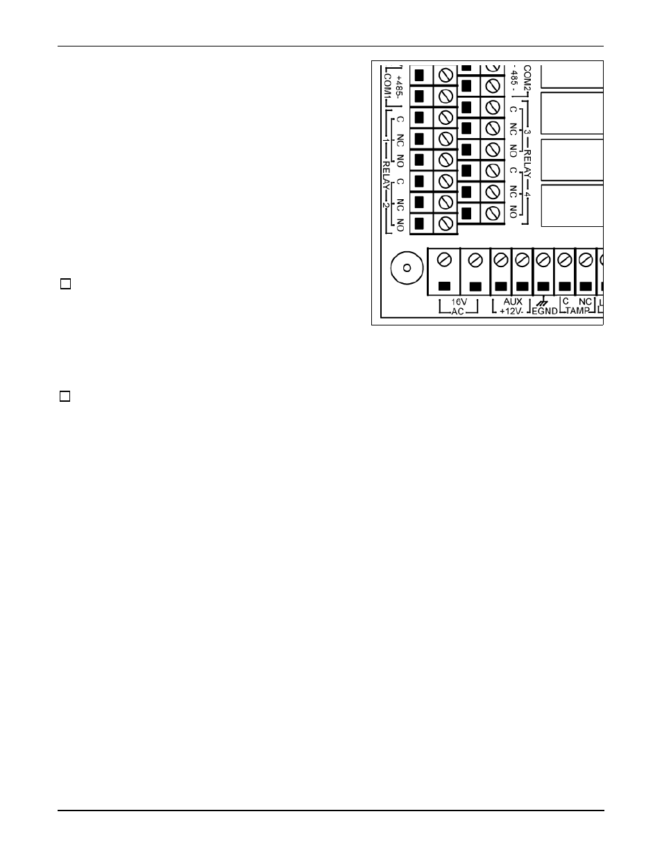 Relay controlled outputs, Auxiliary outputs, Tamper protection | Kantech KT-400 User Manual | Page 25 / 44