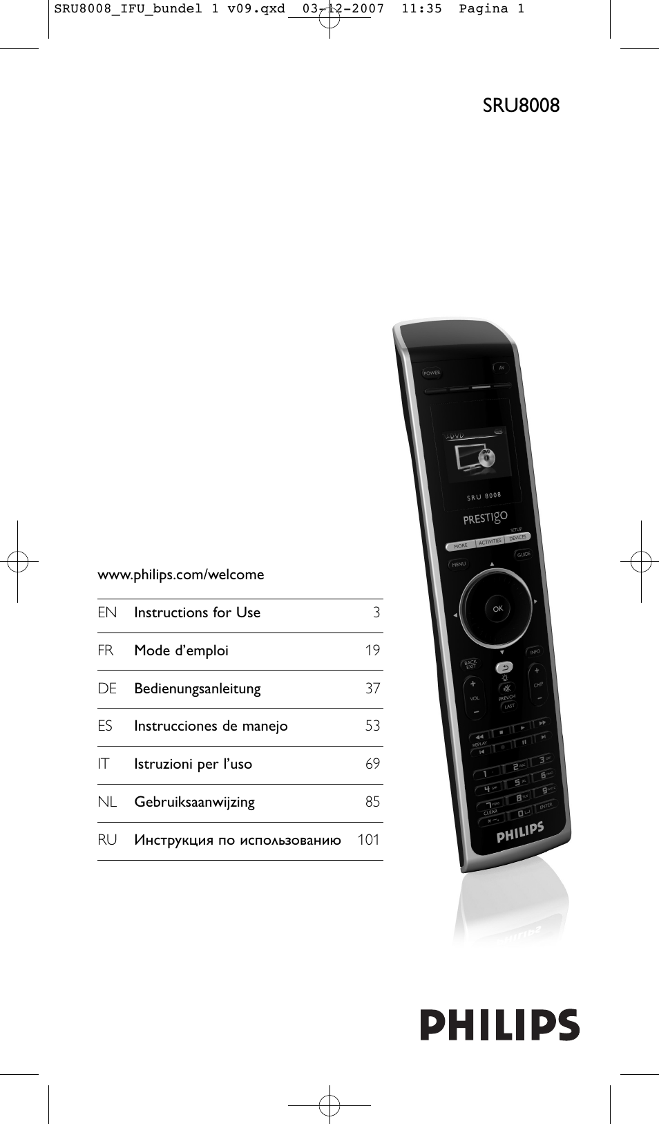 Philips Prestigo Universal-Fernbedienung User Manual | 124 pages