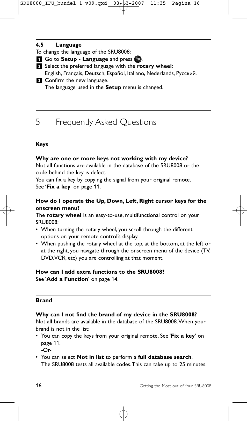 5 frequently asked questions | Philips Prestigo Universal-Fernbedienung User Manual | Page 16 / 124