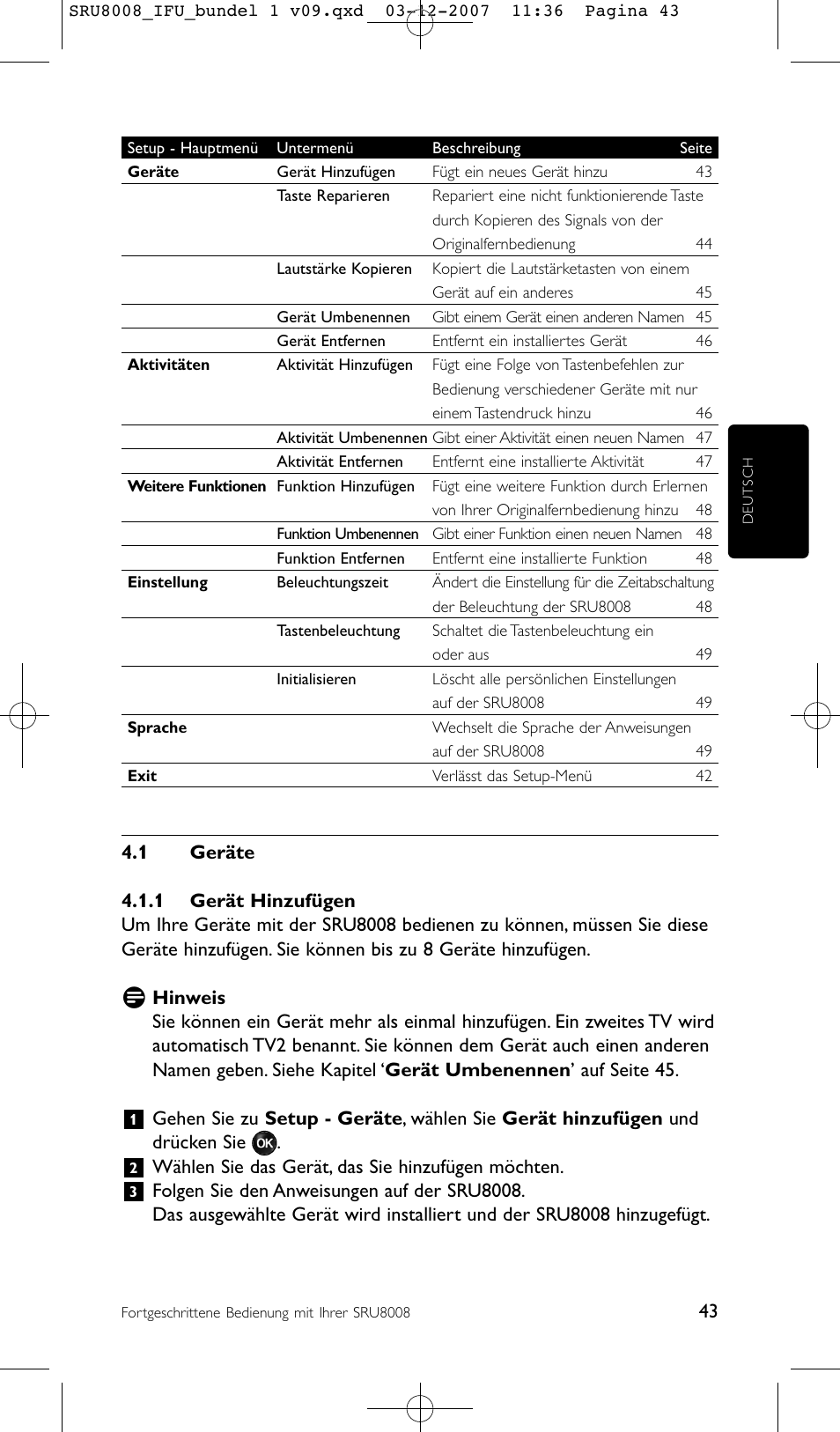 Philips Prestigo Universal-Fernbedienung User Manual | Page 43 / 124