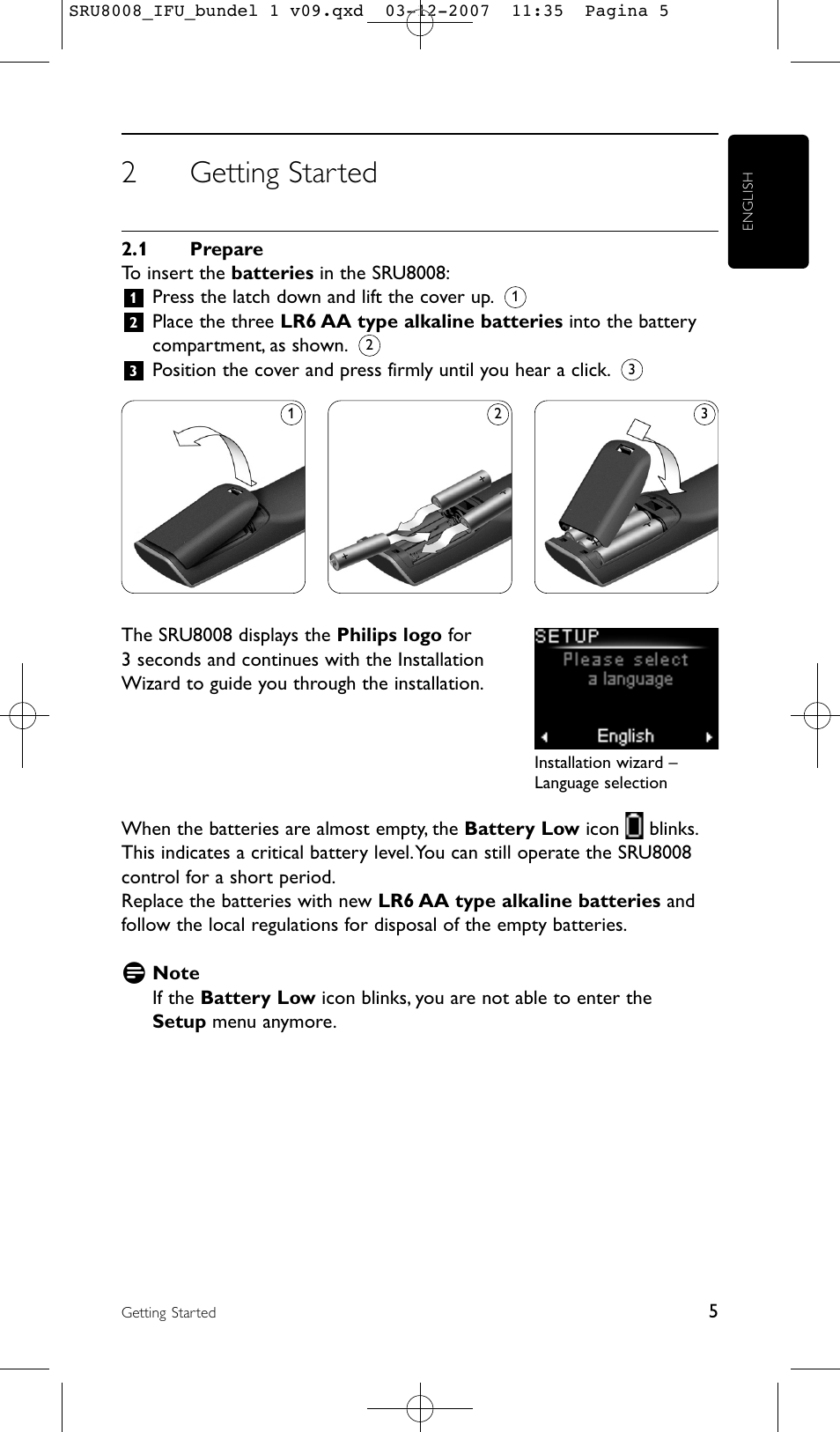 2getting started | Philips Prestigo Universal-Fernbedienung User Manual | Page 5 / 124