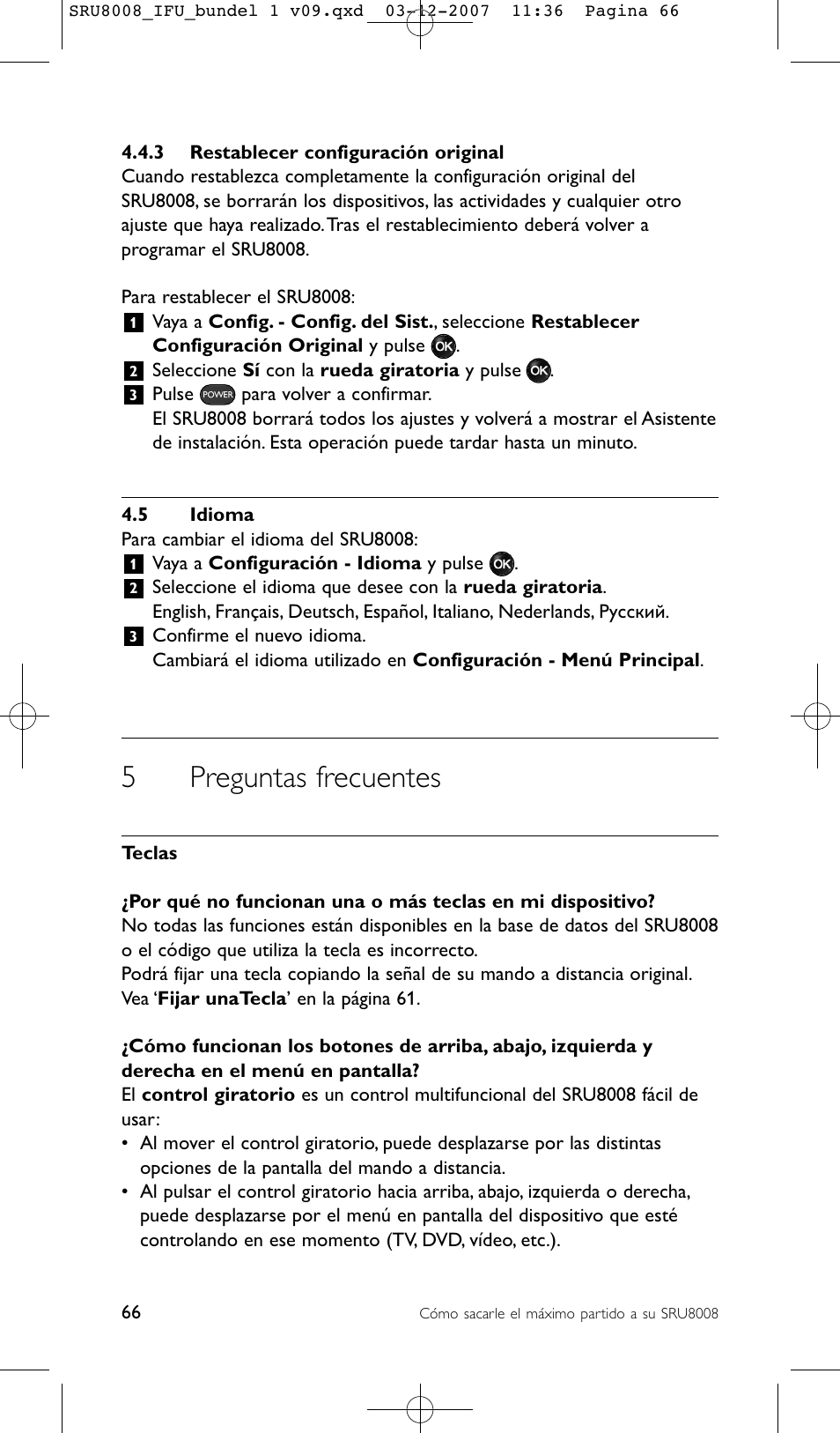 5preguntas frecuentes | Philips Prestigo Universal-Fernbedienung User Manual | Page 66 / 124