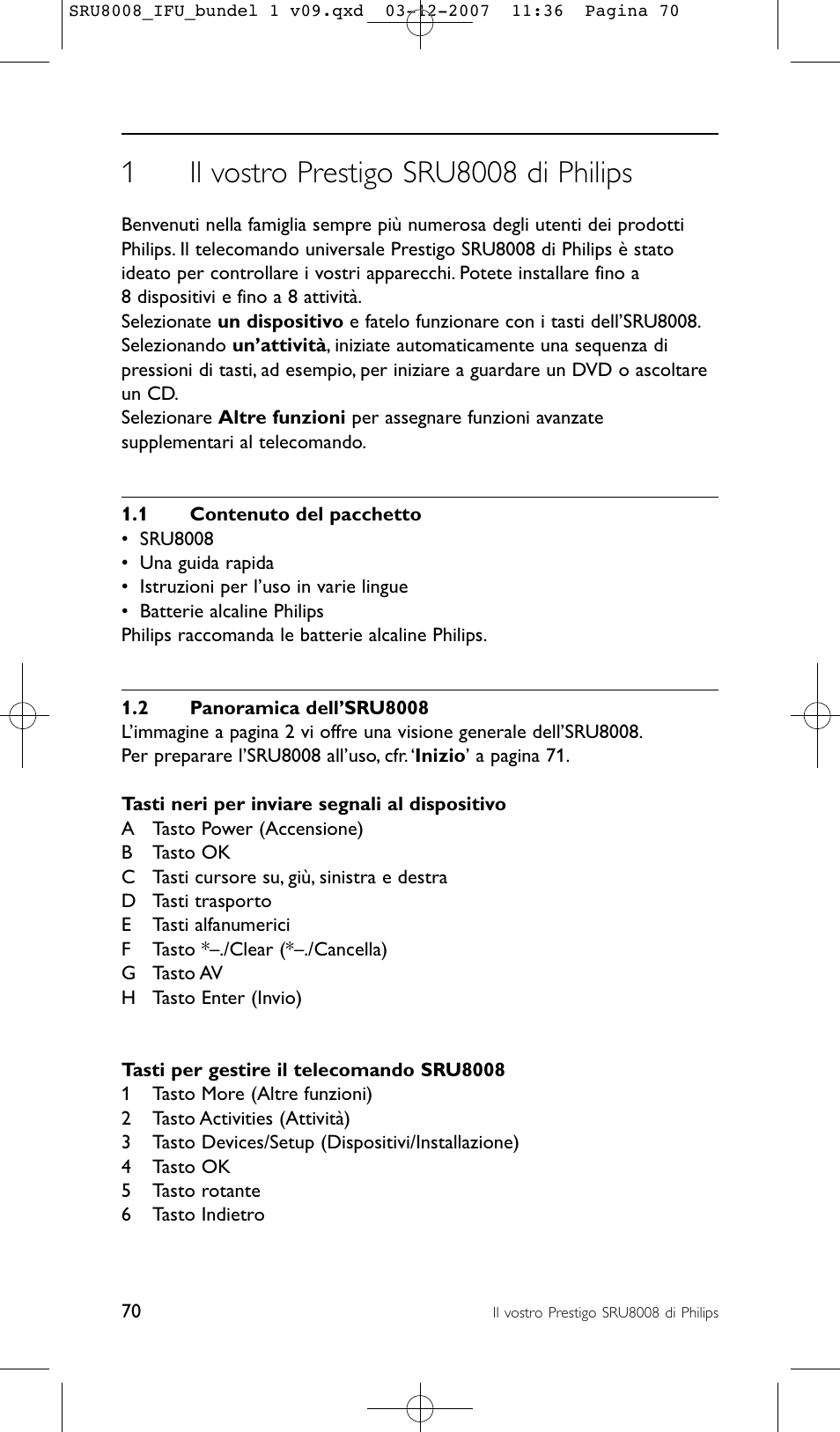 Philips Prestigo Universal-Fernbedienung User Manual | Page 70 / 124