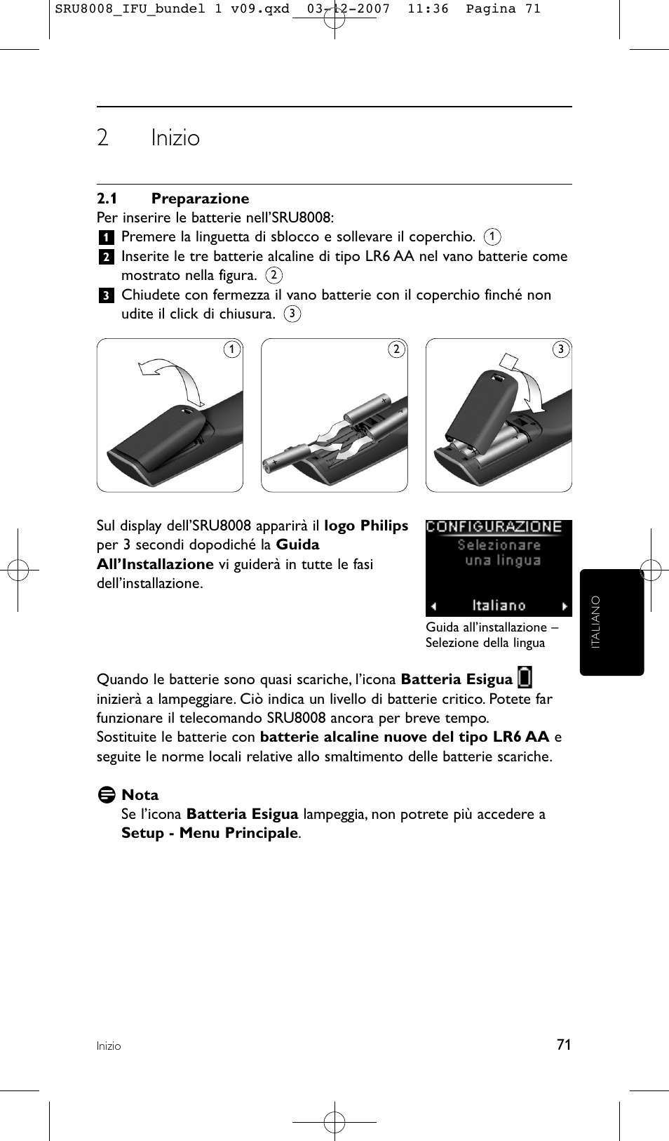 2inizio | Philips Prestigo Universal-Fernbedienung User Manual | Page 71 / 124