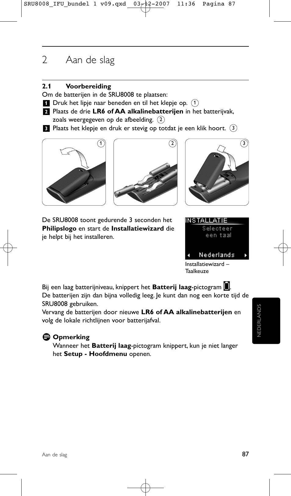 2aan de slag | Philips Prestigo Universal-Fernbedienung User Manual | Page 87 / 124