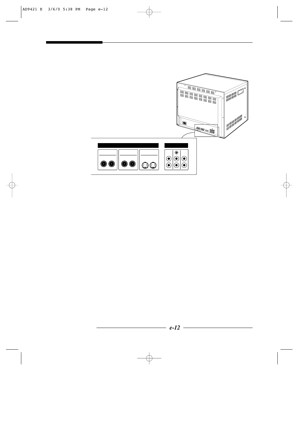 Rear panel components and controls, E-12 | American Dynamics AD9421 User Manual | Page 12 / 67