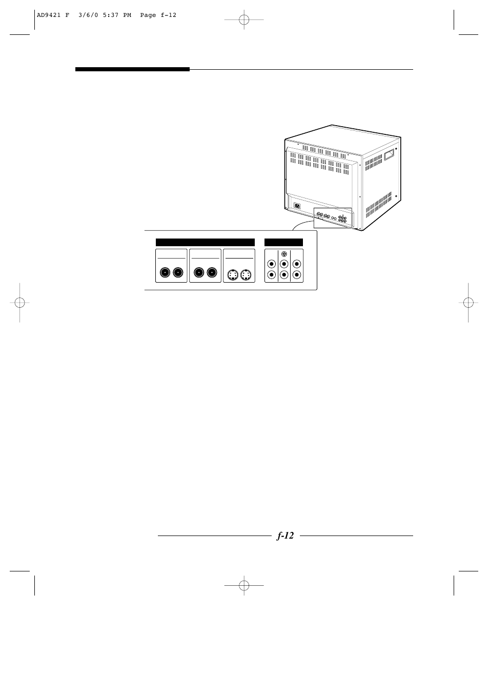 Composants et commandes du panneau arrière, F-12 | American Dynamics AD9421 User Manual | Page 25 / 67