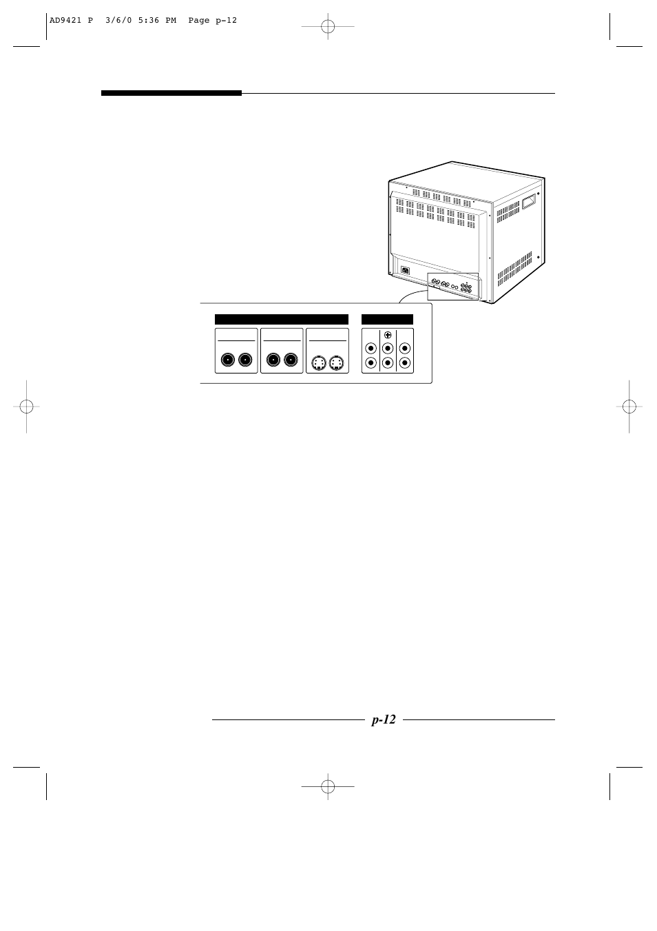 Componentes e controlos do painel traseiro, P-12 | American Dynamics AD9421 User Manual | Page 51 / 67