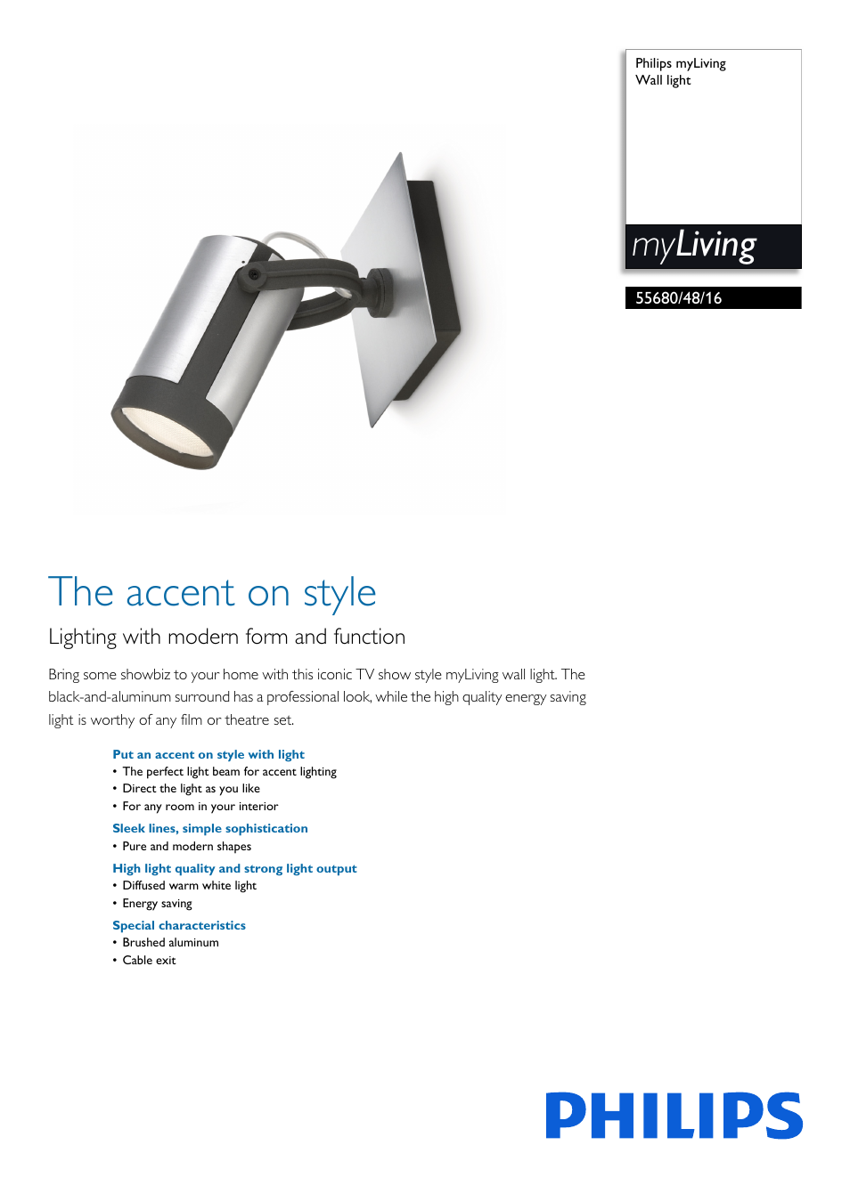 Philips myLiving Wandleuchte User Manual | 2 pages