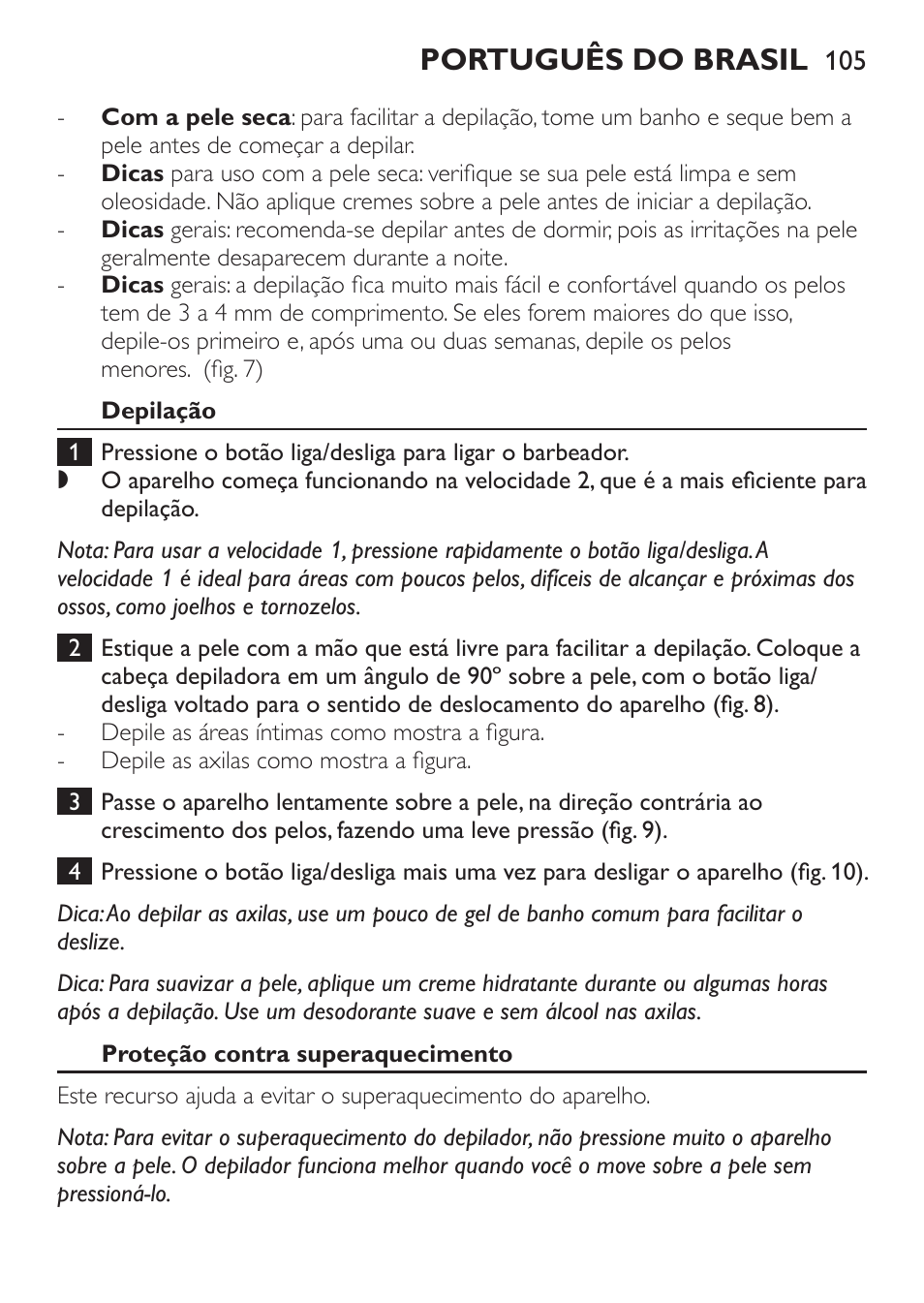 Português do brasil | Philips Epilier-Set – Limited Edition User Manual | Page 105 / 132