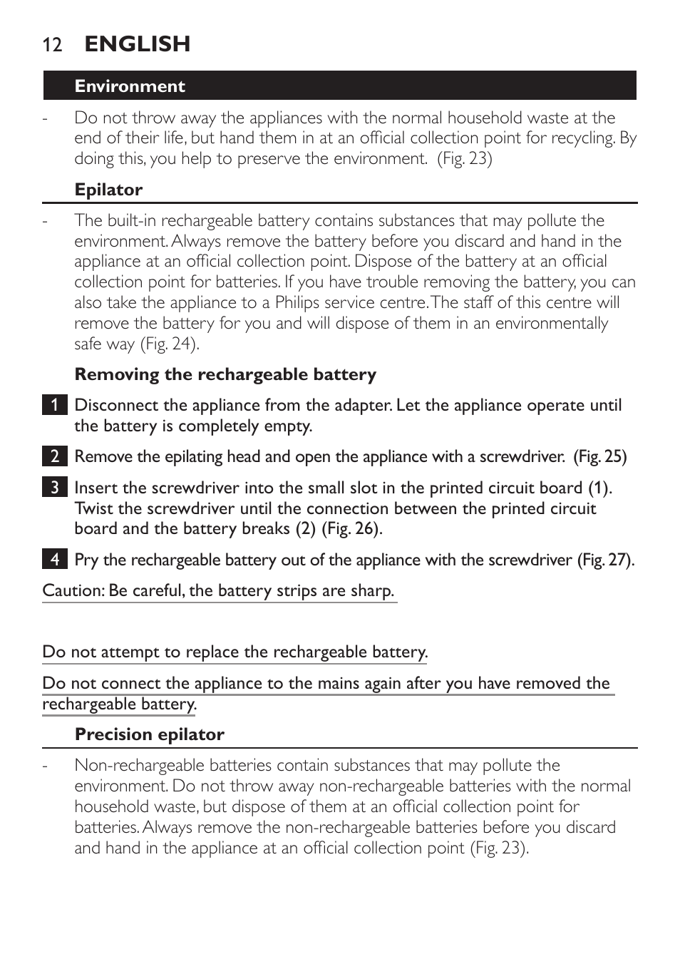 English | Philips Epilier-Set – Limited Edition User Manual | Page 12 / 132