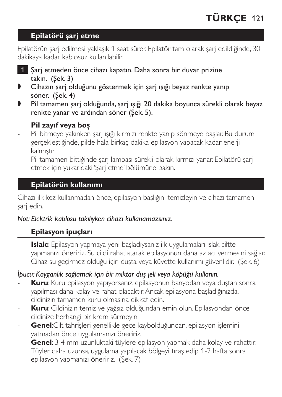 Türkçe | Philips Epilier-Set – Limited Edition User Manual | Page 121 / 132