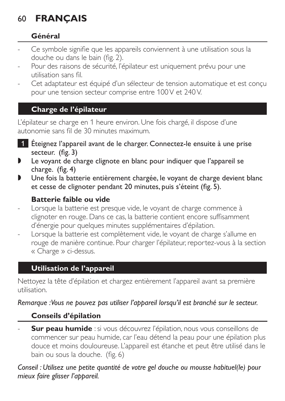 Français | Philips Epilier-Set – Limited Edition User Manual | Page 60 / 132