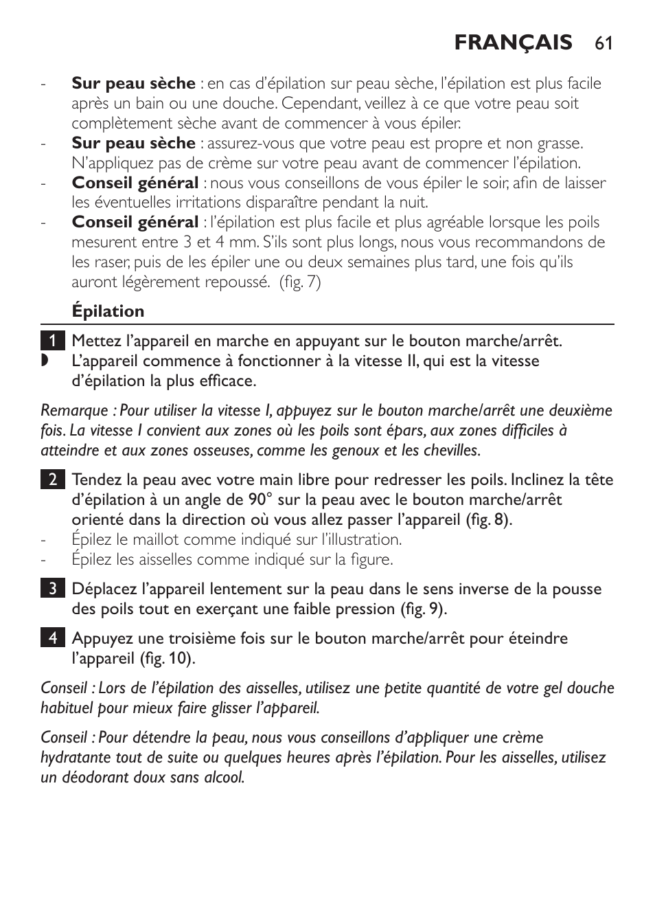 Français | Philips Epilier-Set – Limited Edition User Manual | Page 61 / 132