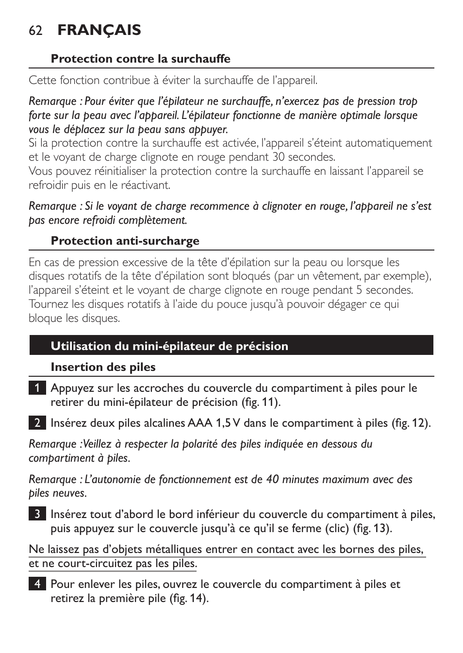 Français | Philips Epilier-Set – Limited Edition User Manual | Page 62 / 132