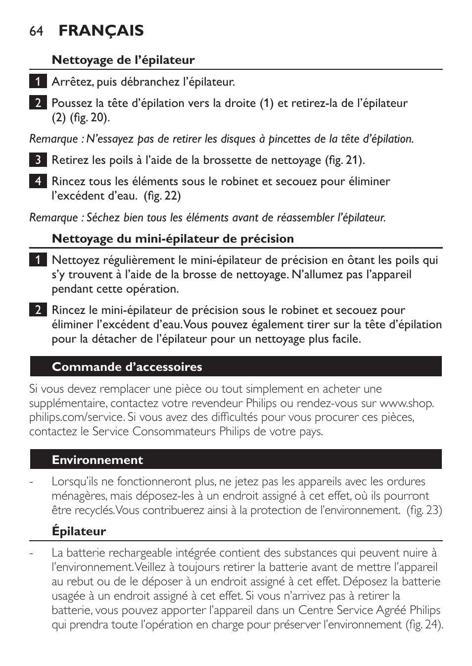 Français | Philips Epilier-Set – Limited Edition User Manual | Page 64 / 132