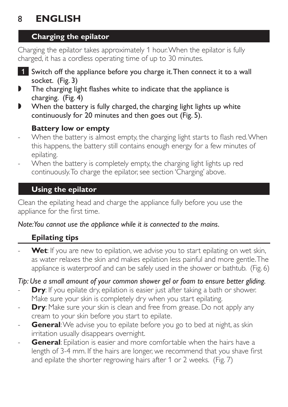 English | Philips Epilier-Set – Limited Edition User Manual | Page 8 / 132