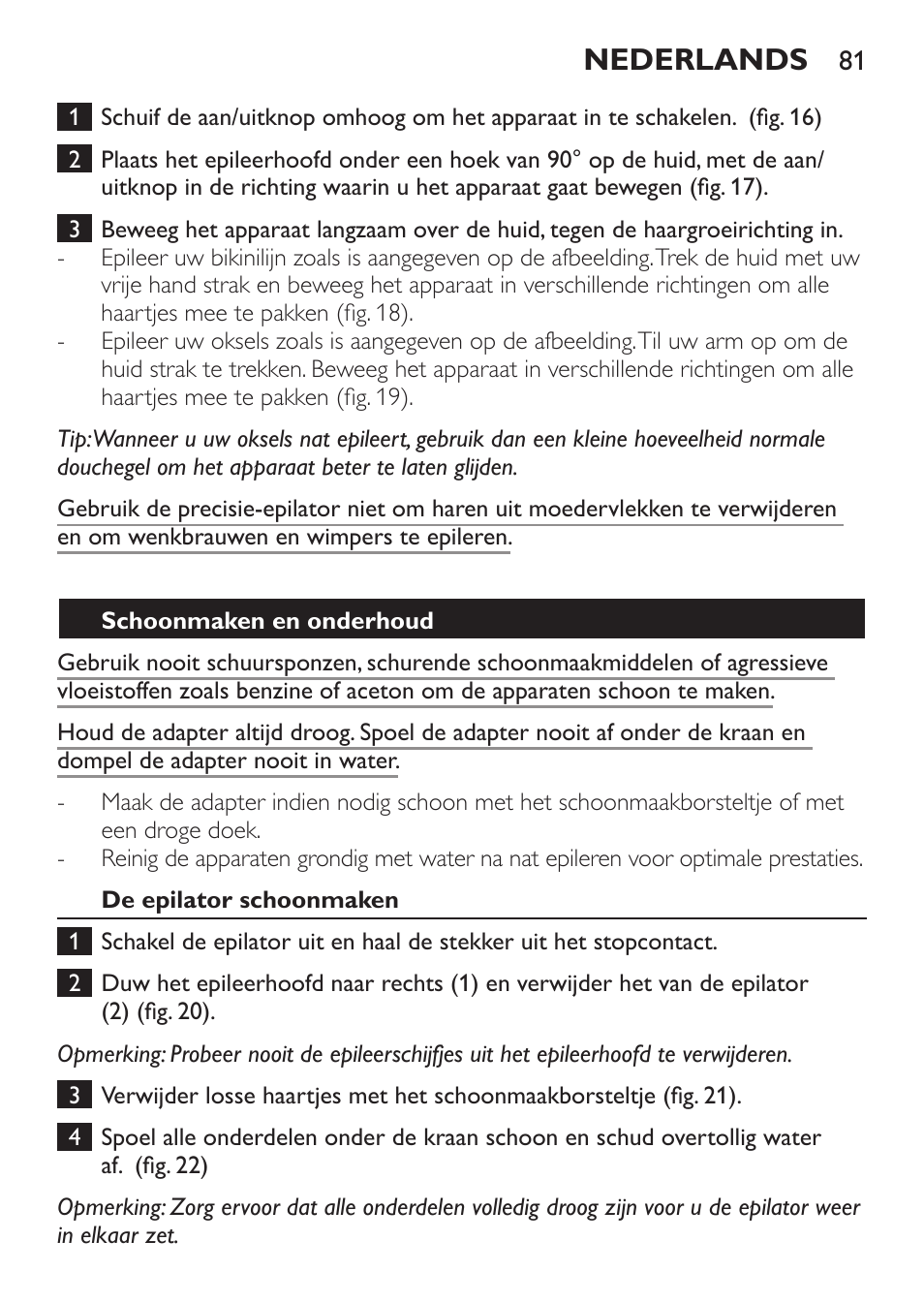 Nederlands | Philips Epilier-Set – Limited Edition User Manual | Page 81 / 132