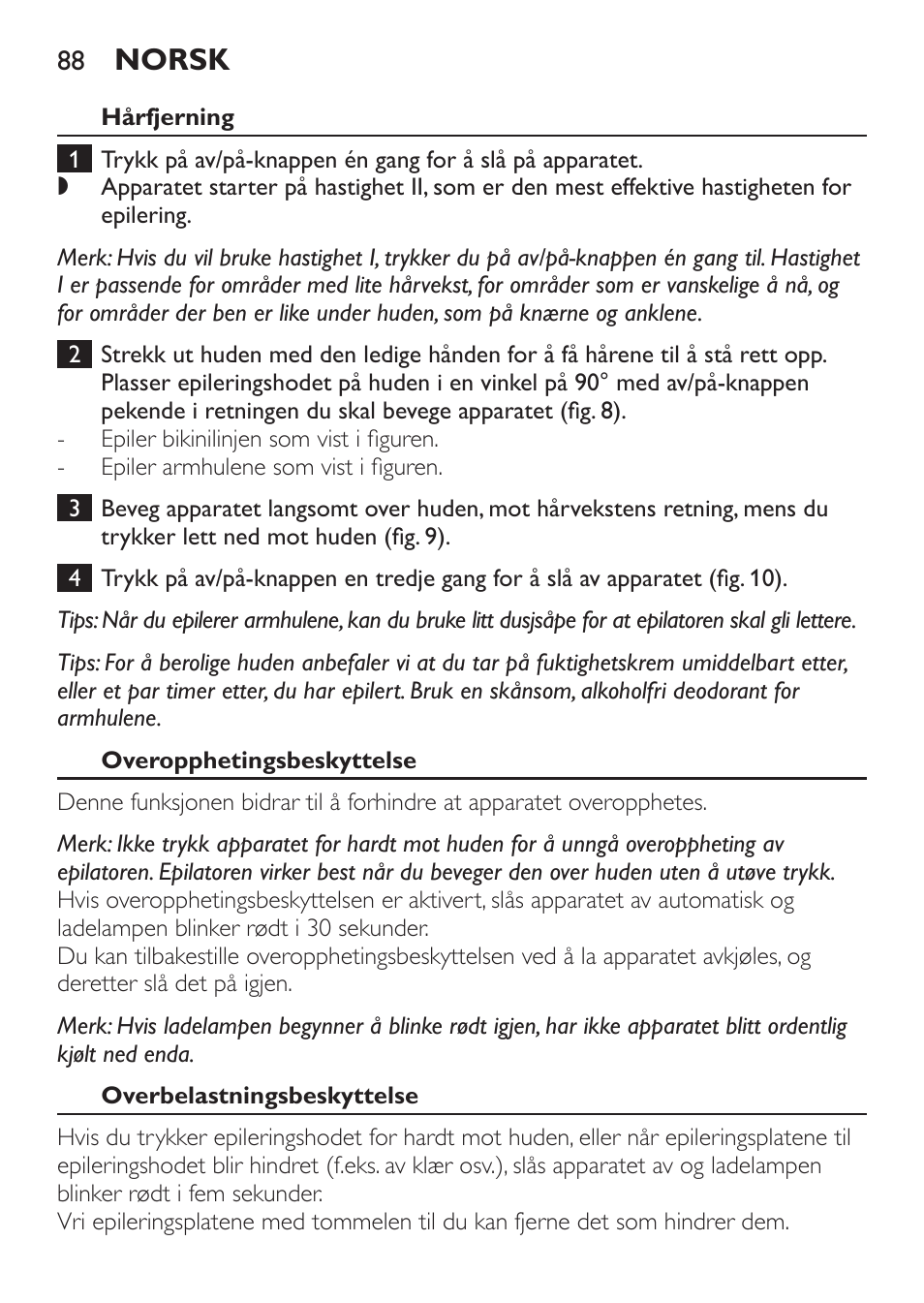 Norsk | Philips Epilier-Set – Limited Edition User Manual | Page 88 / 132