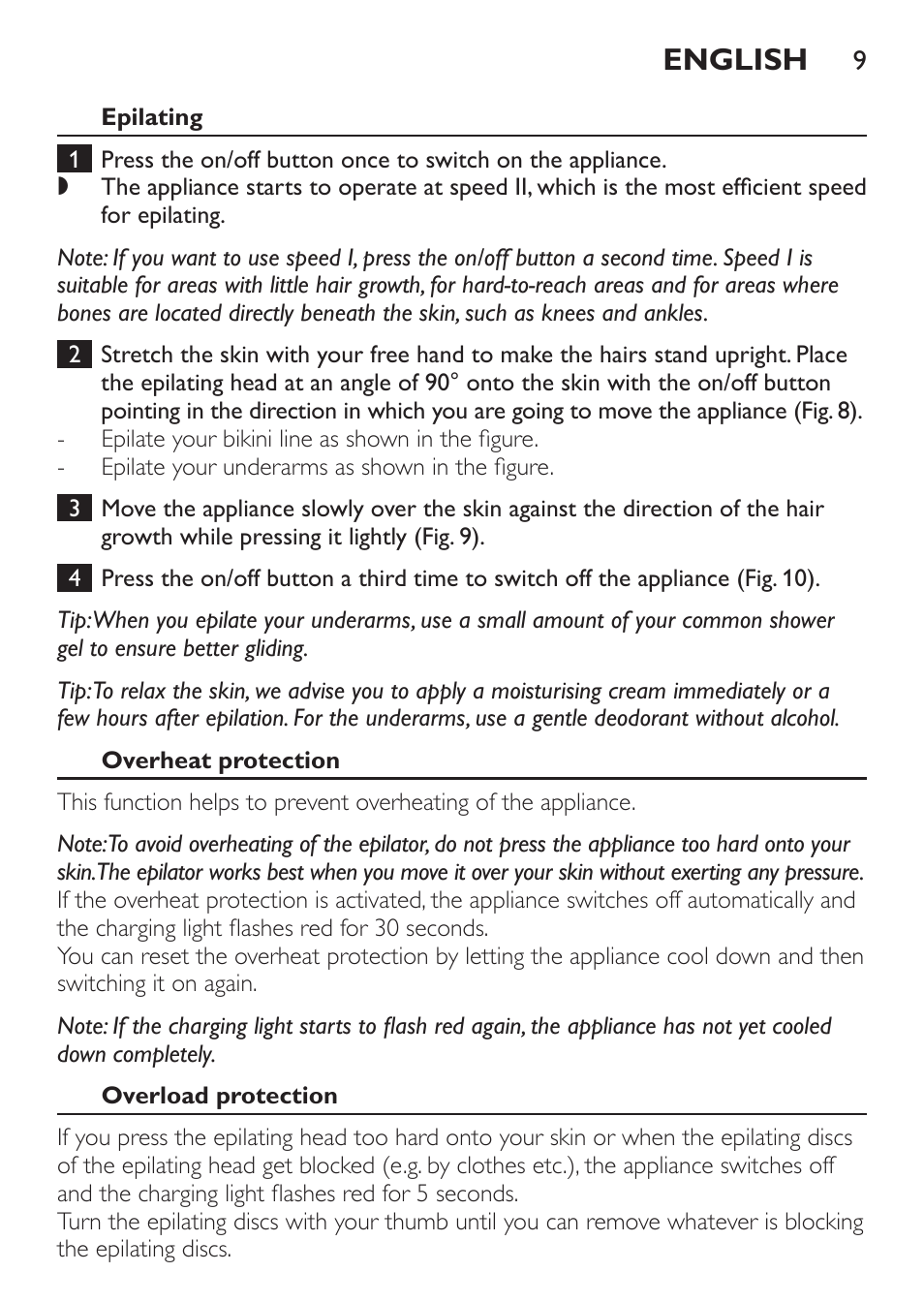 English | Philips Epilier-Set – Limited Edition User Manual | Page 9 / 132