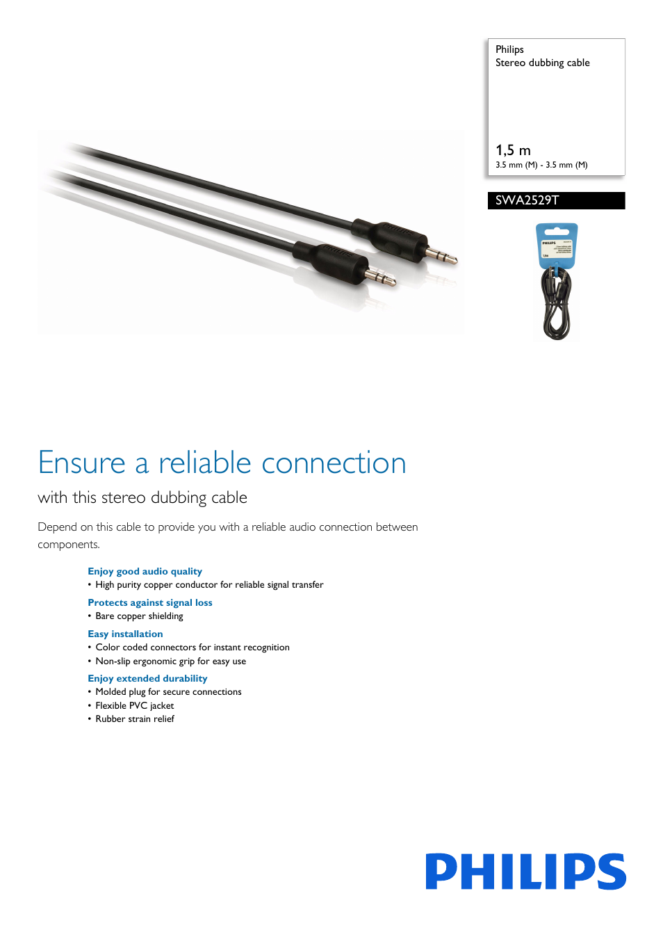 Philips Stereo-Überspielkabel User Manual | 2 pages