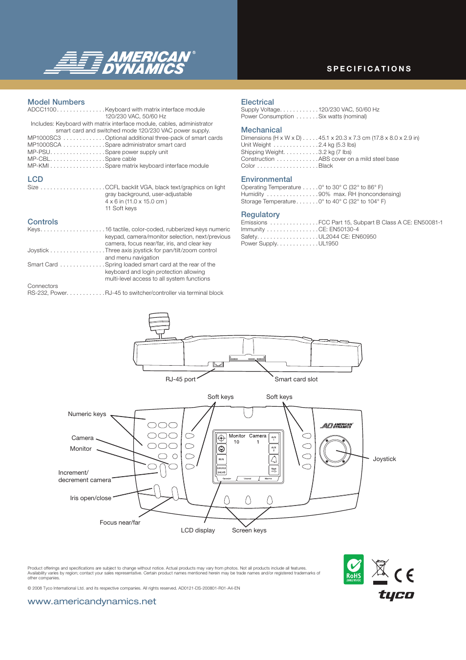 American Dynamics ControlCenter 1100 User Manual | Page 2 / 2