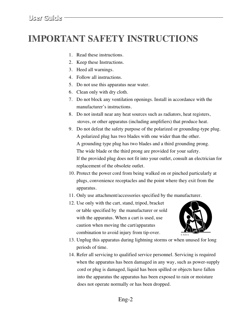 Important safety instructions | American Dynamics ADMCRT15 User Manual | Page 2 / 67