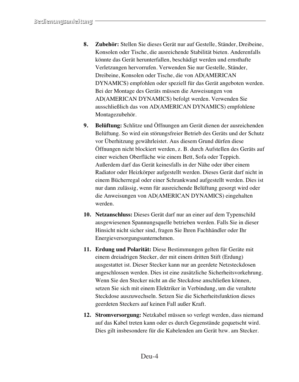 Deu-4 | American Dynamics ADMCRT15 User Manual | Page 31 / 67