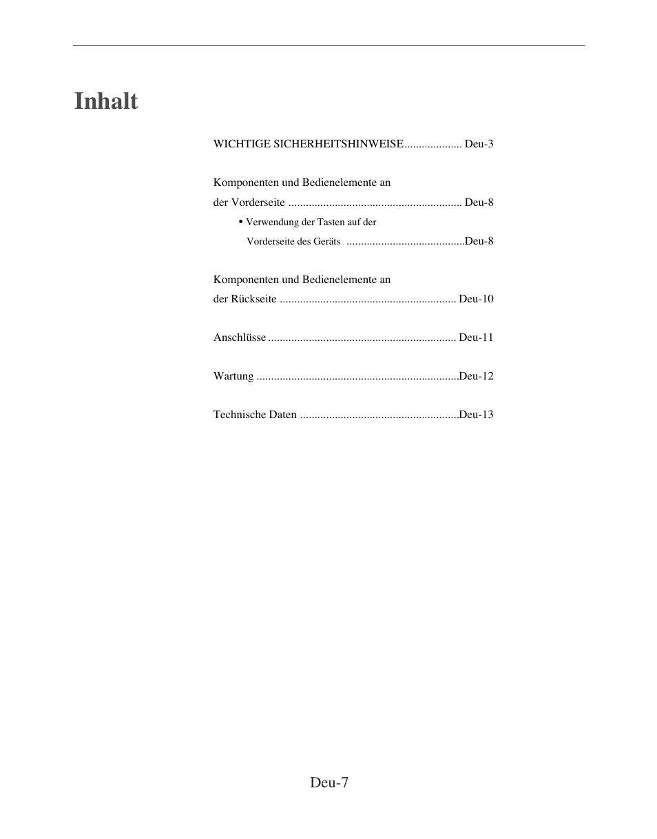 Inhalt, Deu-7 | American Dynamics ADMCRT15 User Manual | Page 34 / 67