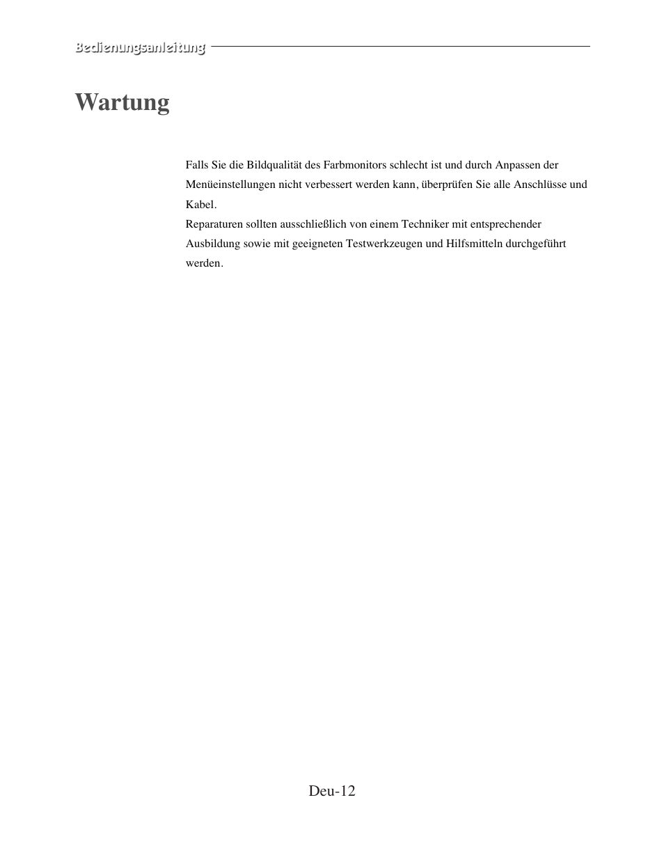 Wartung | American Dynamics ADMCRT15 User Manual | Page 39 / 67