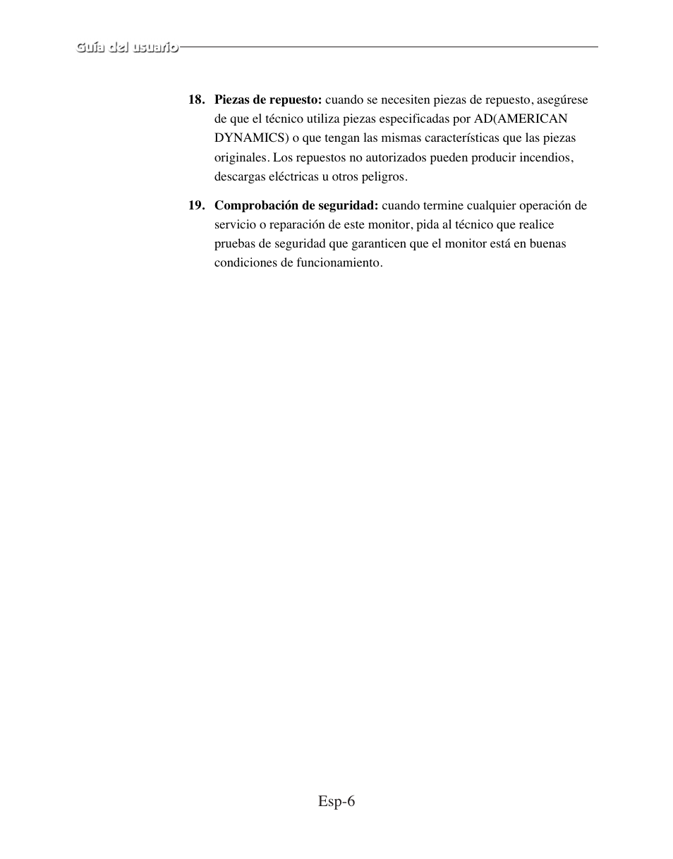 Esp-6 | American Dynamics ADMCRT15 User Manual | Page 46 / 67