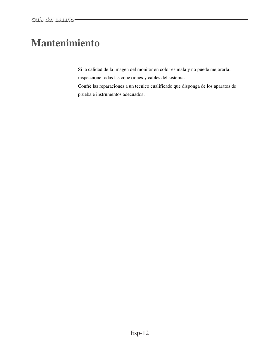 Mantenimiento | American Dynamics ADMCRT15 User Manual | Page 52 / 67