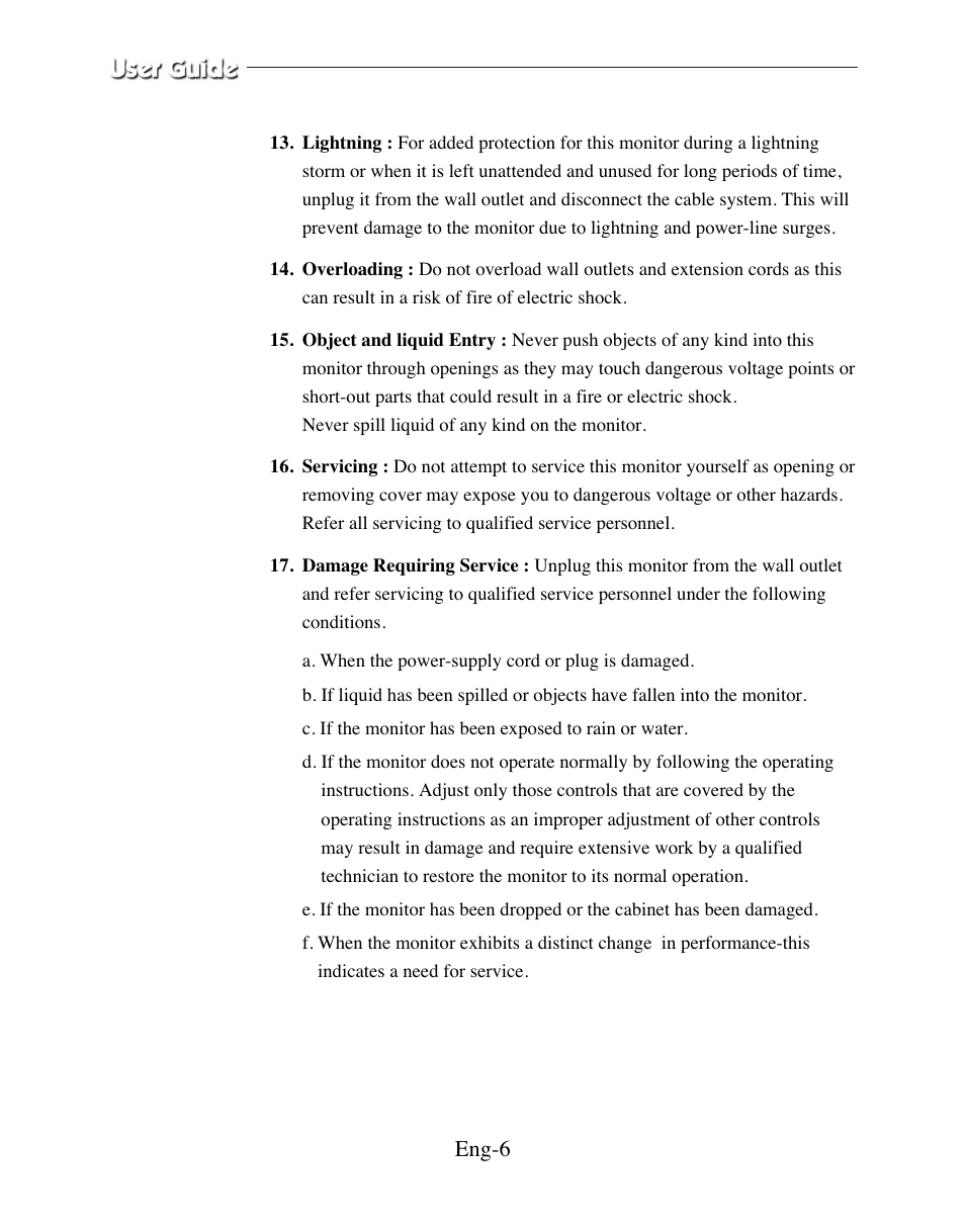 Eng-6 | American Dynamics ADMCRT15 User Manual | Page 6 / 67