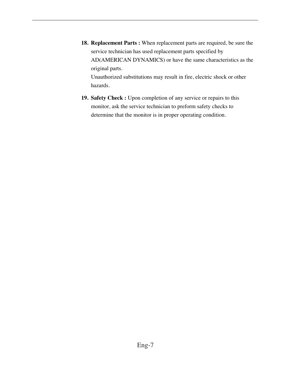 Eng-7 | American Dynamics ADMCRT15 User Manual | Page 7 / 67
