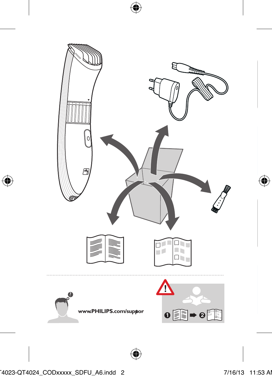 Philips BEARDTRIMMER Series 5000 Wasserdichter Bartschneider User Manual | Page 2 / 4