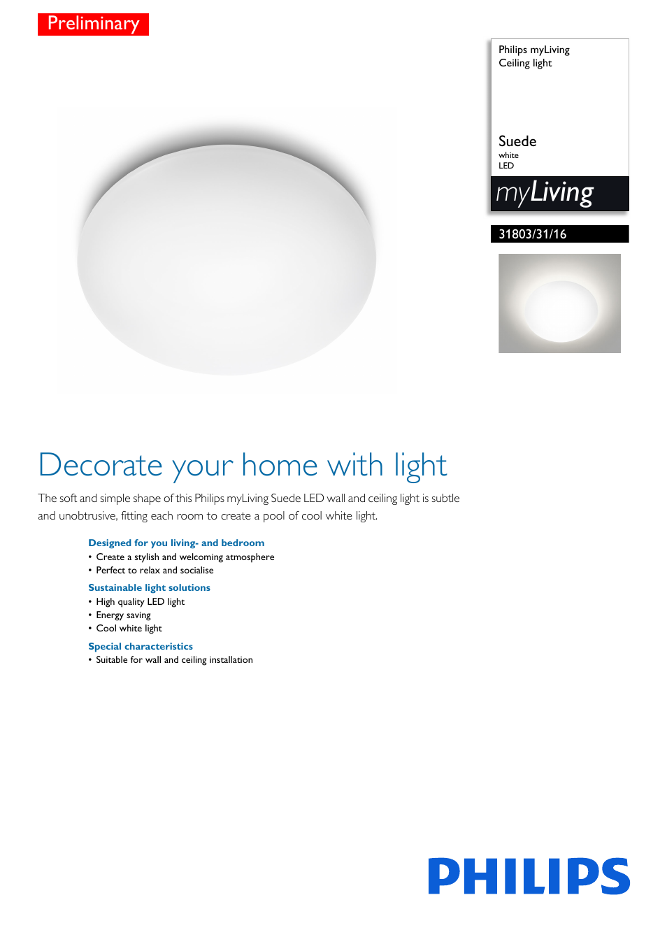 Philips myLiving Deckenleuchte User Manual | 2 pages