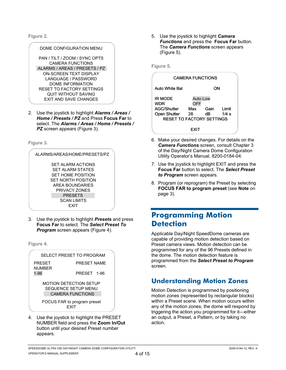 Programming motion detection, Understanding motion zones | American Dynamics ULTRA VIIE User Manual | Page 4 / 15