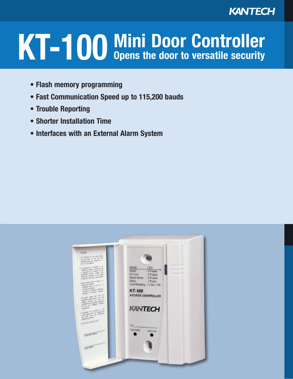 Kantech KT-100 User Manual | 2 pages