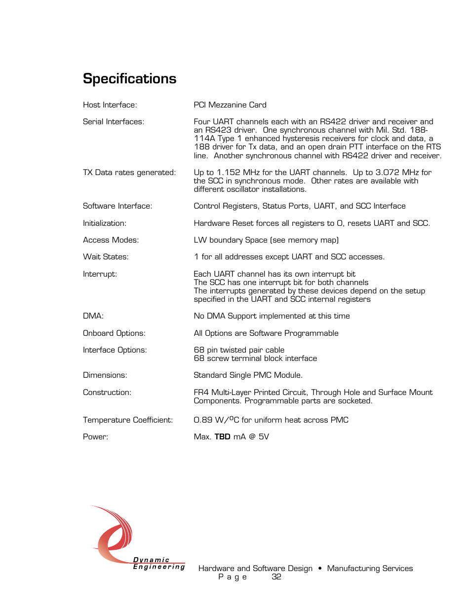 Specifications | American Dynamics PMC-4U-CACI User Manual | Page 32 / 33