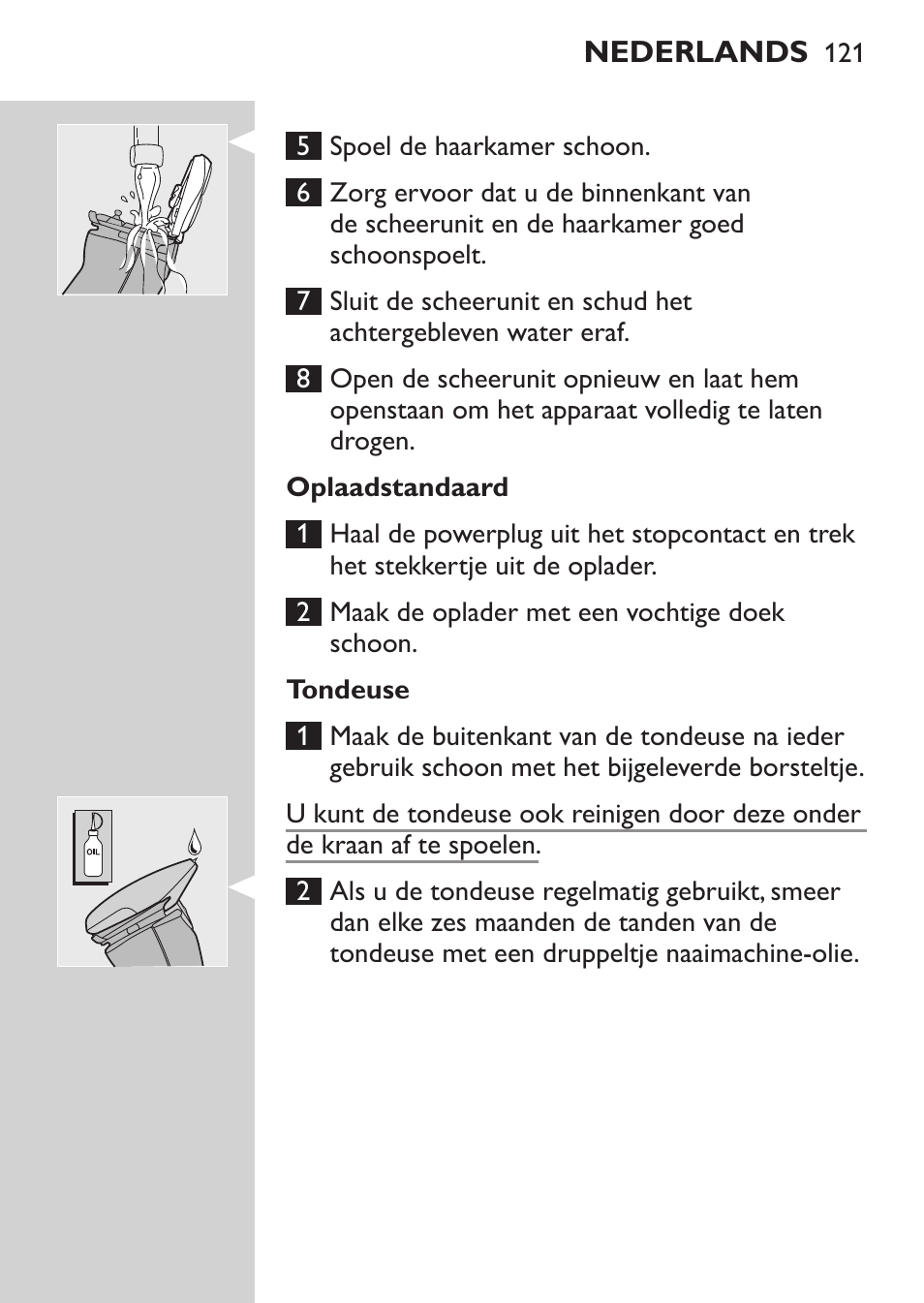 Oplaadstandaard, Tondeuse, Opbergen | Philips NIVEA FOR MEN Rasierer User Manual | Page 119 / 168