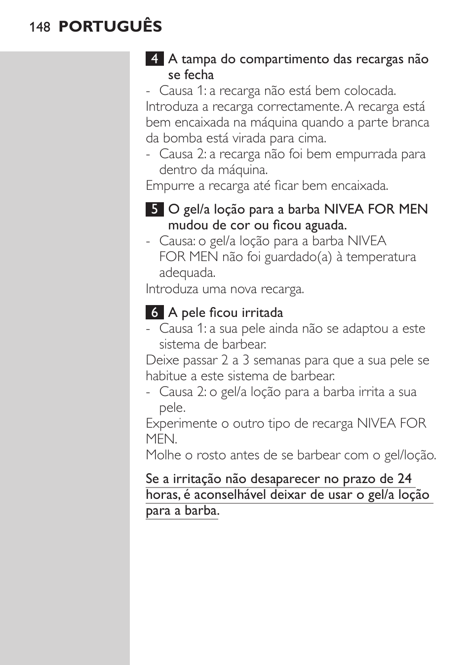 Philips NIVEA FOR MEN Rasierer User Manual | Page 146 / 168