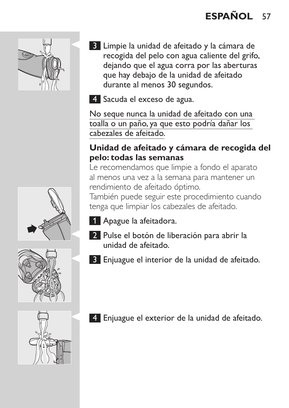 Español | Philips NIVEA FOR MEN Rasierer User Manual | Page 55 / 168