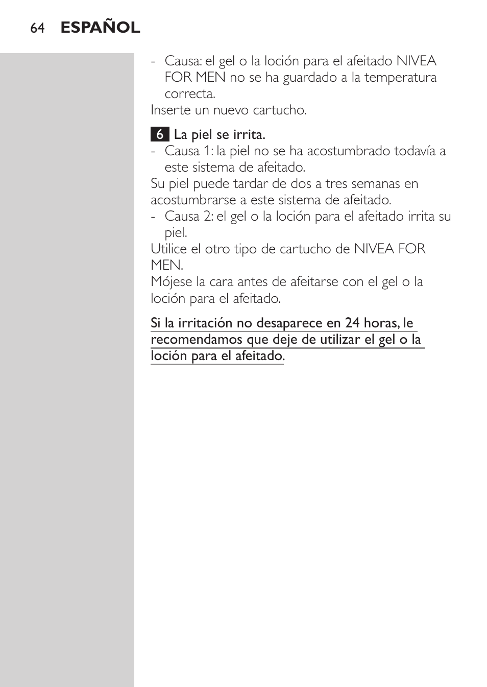 Philips NIVEA FOR MEN Rasierer User Manual | Page 62 / 168