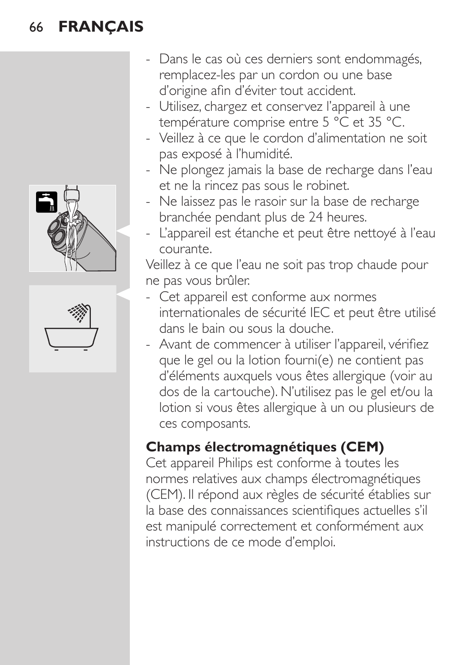 Champs électromagnétiques (cem) | Philips NIVEA FOR MEN Rasierer User Manual | Page 64 / 168