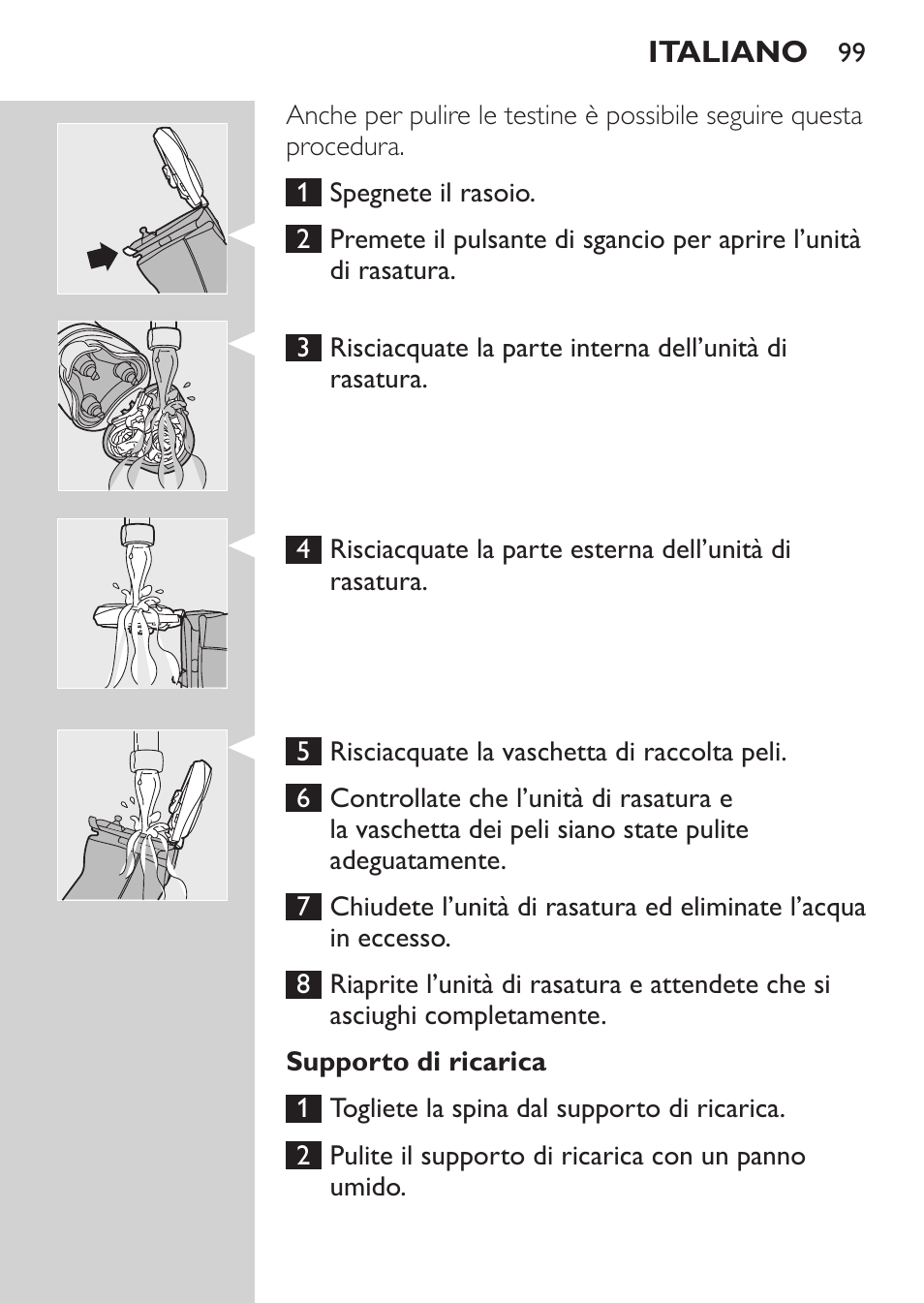 Supporto di ricarica | Philips NIVEA FOR MEN Rasierer User Manual | Page 97 / 168