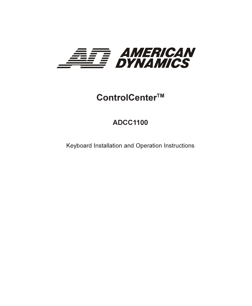 American Dynamics ADCC1100 User Manual | 60 pages